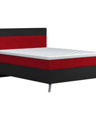 XXXLutz Postel Boxspring 120/200 Cm Textil Bordeaux Tmavě Šedá Xora