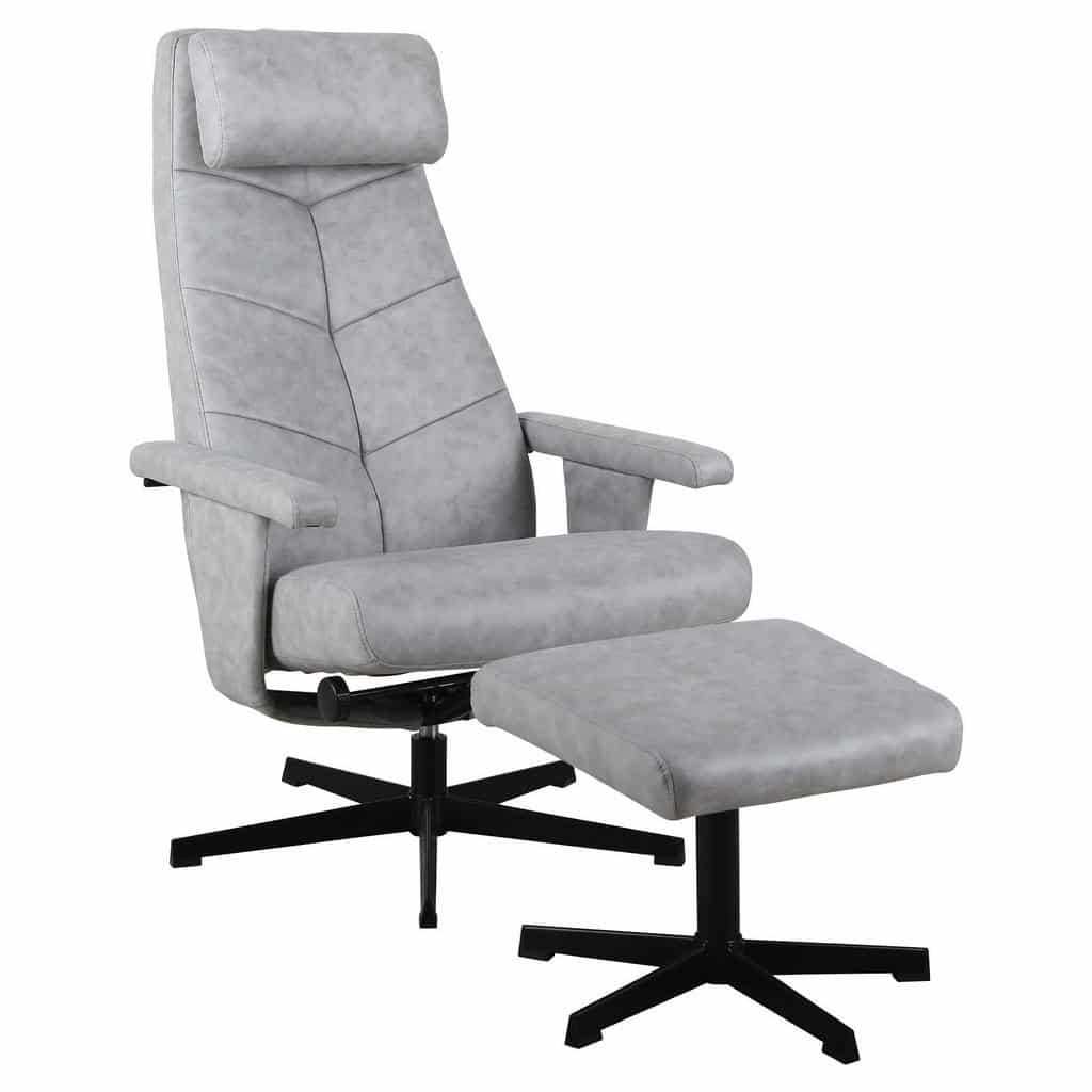 XXXLutz Relaxační Křeslo S Taburetem Kov Textil Černá Světle Šedá Carryhome