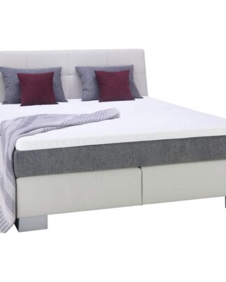 XXXLutz Postel Boxspring 180/200 Cm Textil Bílá Světle Šedá Voleo