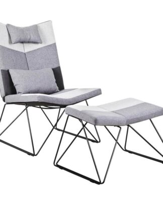 XXXLutz Relaxační Křeslo S Taburetem Kov Textil Šedá Bílá Ti`me