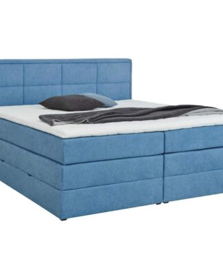XXXLutz Postel Boxspring 180/200 Cm Dřevo Textil Kompozitní Dřevo Modrá Esposa