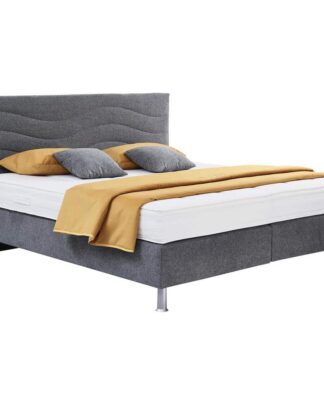 XXXLutz Postel Boxspring 180/200 Cm Dřevo Textil Šedá Bentley