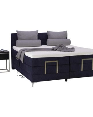 XXXLutz Postel Boxspring 180/200 Cm Textil Tmavě Modrá Voleo