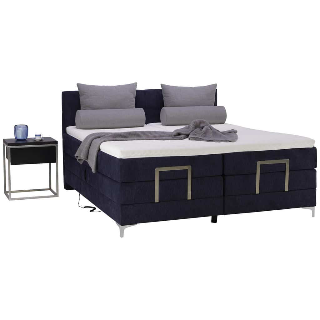 XXXLutz Postel Boxspring 180/200 Cm Textil Tmavě Modrá Voleo