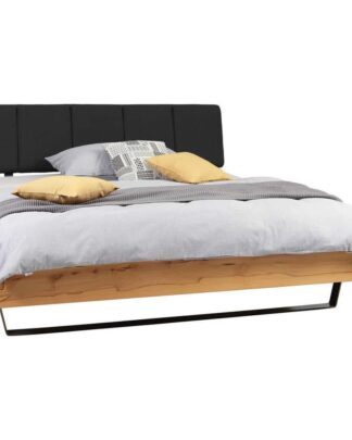 XXXLutz Postel 140/200 Cm Dřevo Kov Textil Antracitová Barvy Buku Valnatura