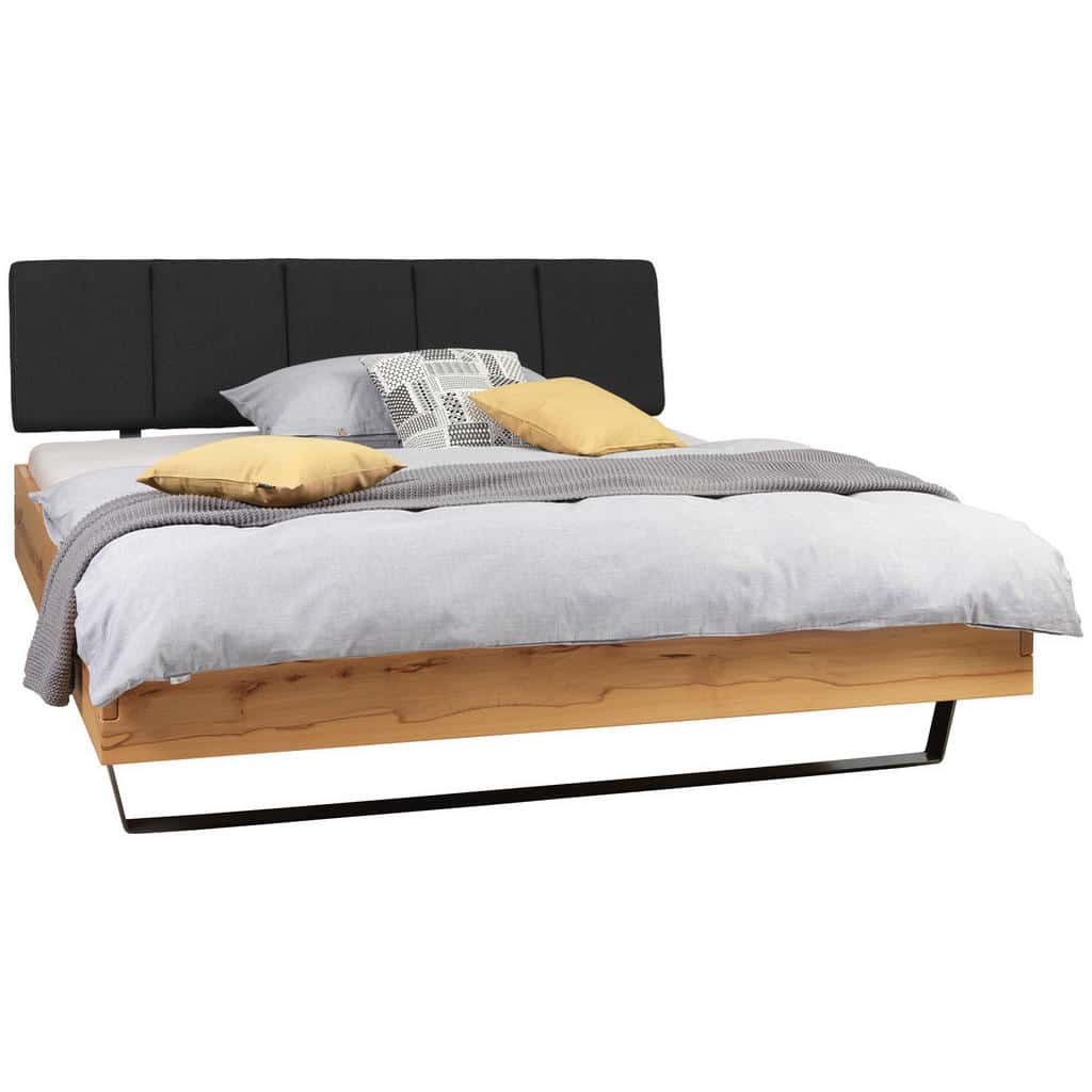 XXXLutz Postel 140/200 Cm Dřevo Kov Textil Antracitová Barvy Buku Valnatura