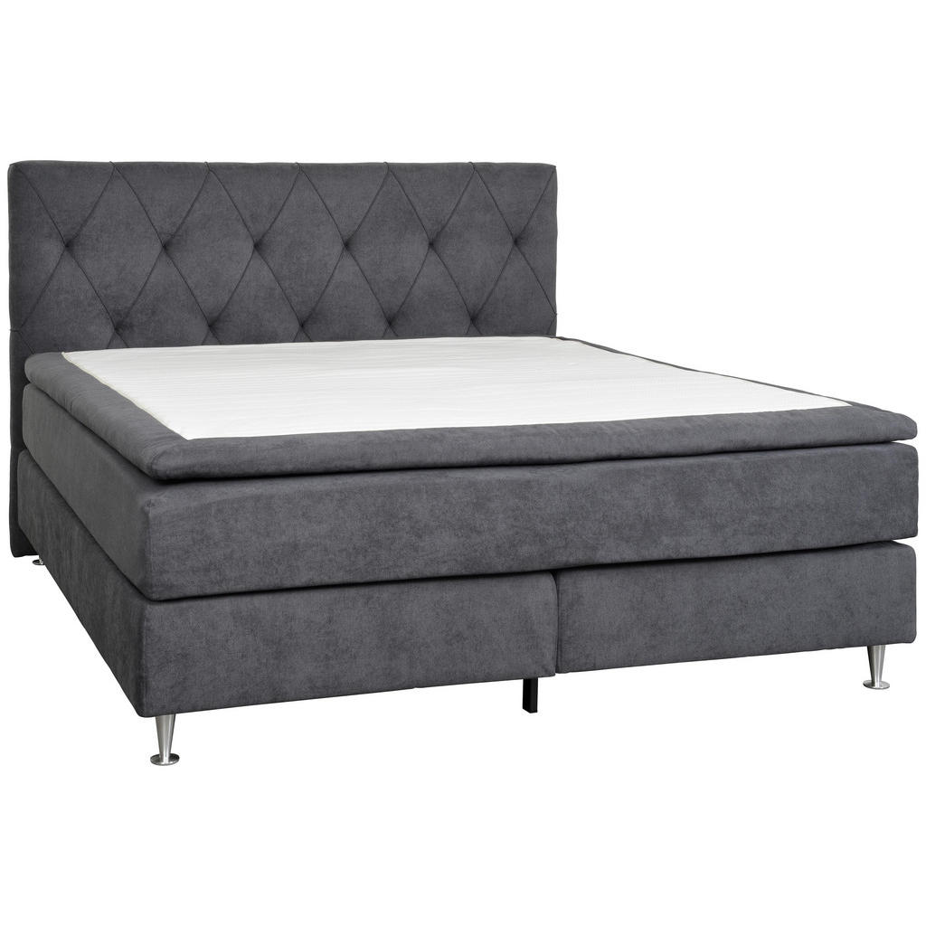 XXXLutz Postel Boxspring 180/200 Cm Dřevo Textil Šedá Elegando