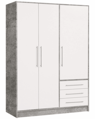 Asko Šatní skříň Jupiter, 145cm, šedý beton/bílá