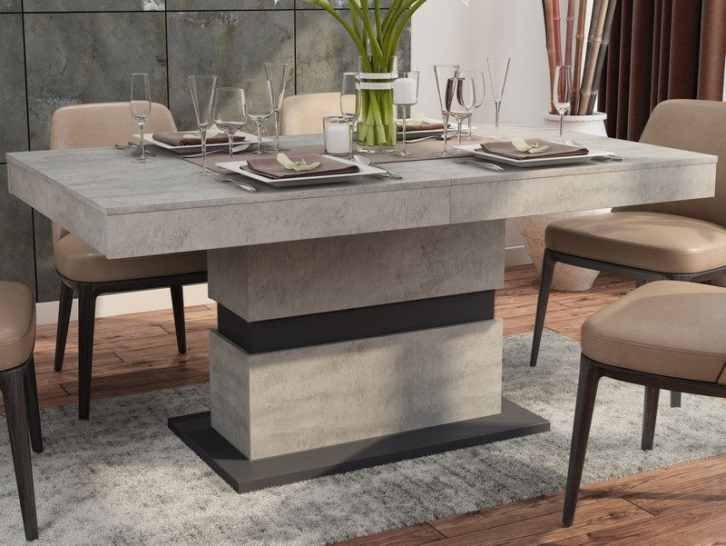 Asko Jídelní stůl Nestor 160x90 cm, beton/grafit, rozkládací