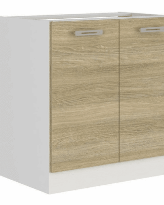 Asko Kuchyňská dřezová skříňka Latte 80ZL2F, dub latte/bílá, šířka 80 cm