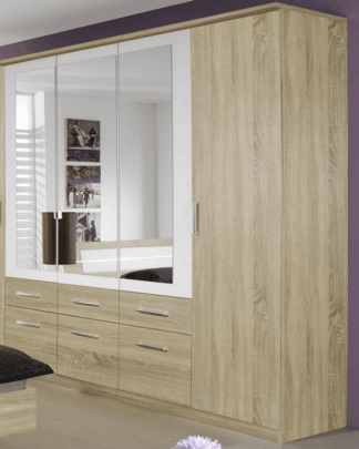 Asko Šatní skříň Burano, 225 cm, dub sonoma/bílá