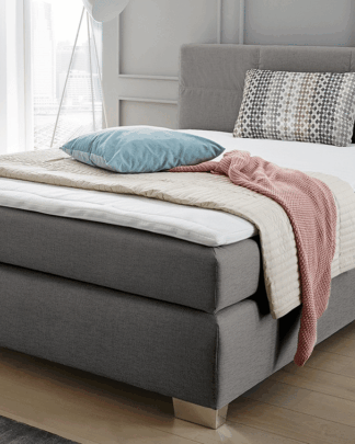 Asko Postel boxspring Estera 140x200 cm, šedá látka