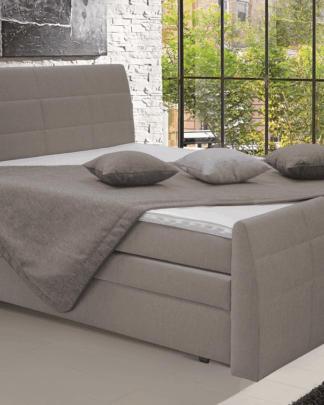Asko Postel boxspring Bonny 180x200 cm, šedo-hnědá tkanina