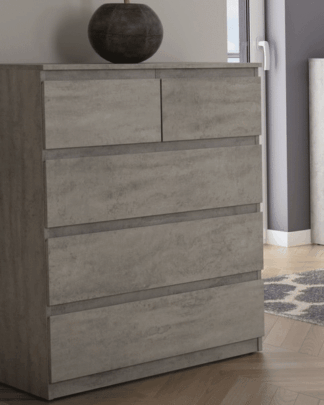 Asko Komoda s 5 zásuvkami Carlos, šedý beton, 75 cm