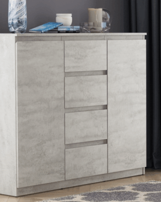 Asko Široká komoda se 4 zásuvkami Carlos, šedý beton, 120 cm