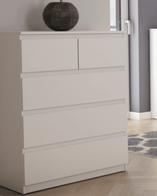 Asko Komoda s 5 zásuvkami Carlos, bílá, 75 cm