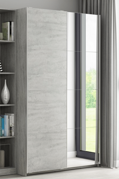 Asko Šatní skříň Carlos, šedý beton, 125 cm, posuvné dveře