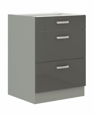 Asko Dolní kuchyňská zásuvková skříňka Grey 60D3S, 60 cm